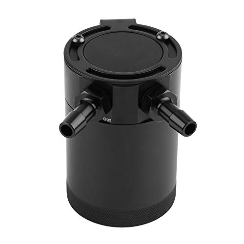 Depósito de aceite de aluminio automático, Depósito de aceite 300ML Catch Can Universal de aluminio de dos orificios Depósito de aceite del motor del coche Catch Can Breather Tank Kit Negro