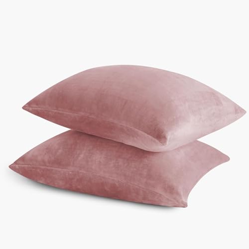 Image of Remsy Holland Velvet Rectangular Cushion Covers Pack of 2 | 17 inch x 27 inch / 43 x 69 cm, Rose Gold | Soft Pillow Covers Cushion Case for Sofa Bedroom Chair Car, Home Decor