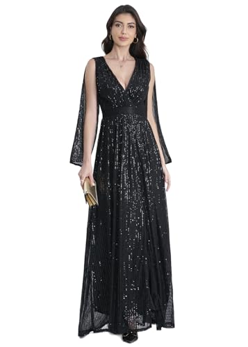 Amazon.com: DQHKOW Women's Sequins Deep V Fashion Slit Shoulder Maxi Dresses  Formal Evening Gowns.(Black,X-Small) : Clothing, Shoes & Jewelry