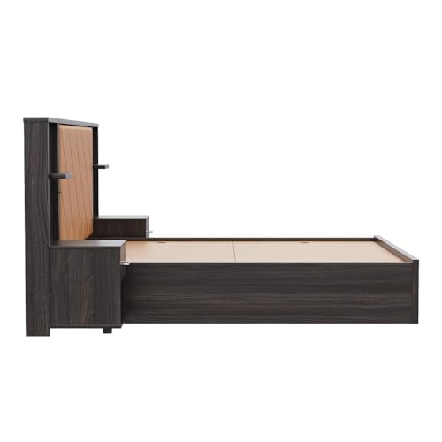 Image of Wakefit Bed | 3 Yr Warranty | King Size Bed, Storage Box & Camel Fabric Cushioned Upholstery Headboard, Density:680-750 kg /m, Termite & Borer Resistant, Fits Mattresses Up to 8 inches(Noctis78x72-WM)