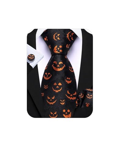 Image of Barry.Wang Man Tie Sets Skull Ties Animal Extra Long Necktie Silk Woven Handkerchief Cufflinks Festival Party Gift