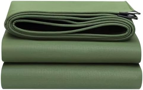 Heavy Duty Green Waterproof Tarpaulin 600g/m² Thick Canvas Ground Tarp Sheet Cover for Outdoor Garden Fishing Furniture CaravanSizes 1.2x3.6m (3.9ftx11.8ft) 2x2m 2x3m 2x4m 3x5m