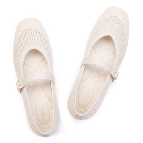 Image of Frank Mully Womens Casual Flat Shoes Square Toe Shoes Knitted Mesh Flat Comfort Work Flat Shoes for Daily Washable