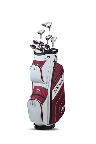 Callaway Golf REVA - Juego completo de golf para mujer (derecho, bolsa de carrito de 11 piezas (regular), berenjena)
