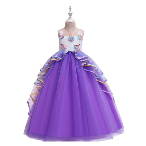 DEARMAMY Falda de Unicornio para Niñas Vestido de Unicornio para Cosplay Disfraz de Actuación Morado para Rol y Espectáculos