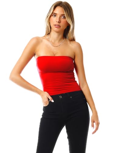 Image of MixMatchy Women's 3 Pack Tube Top Built-in Bra Strapless Ruched Bandeau