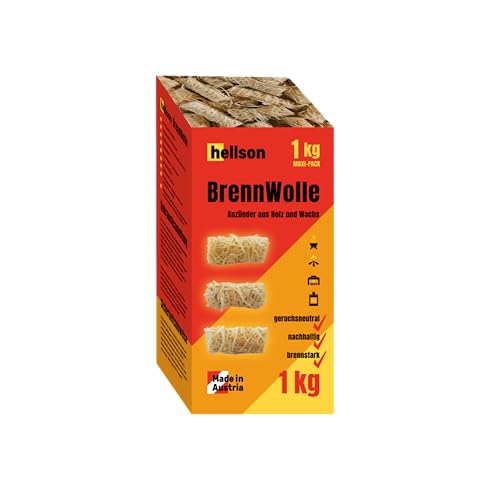Premium BrennWolle - Anzünder aus Holz und Wachs Grillen Kamin Lagerfeuer - MADE IN AUSTRIA - 100% nachhaltig natürlich Europäisches Holz Europäische Norm für Anzündhilfen EN 1860-3:2023-08