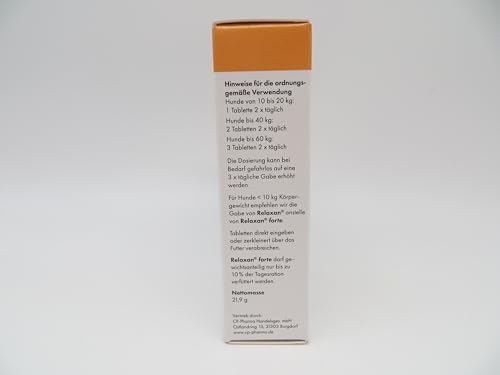 cp pharma Relaxan forte | Doppelpack | 2 x 30 Tabletten | Ergänzungsfuttermittel für große Hunde | Mit Multivitaminen