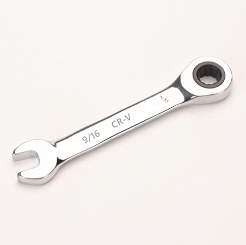 Image of FLZOSPER 9 /16-inch SAE Stubby Box End Head Geared Wrench, 72-Tooth Ratcheting Combination Wrench Spanner