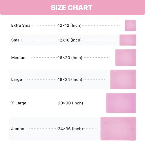 Image of Cat Litter Mat 12x12 Inch - Double Layer Open Edge Design, Waterproof & Urine Proof, EVA Material, Durable and Washable Litter Trapping Mat (Pink)