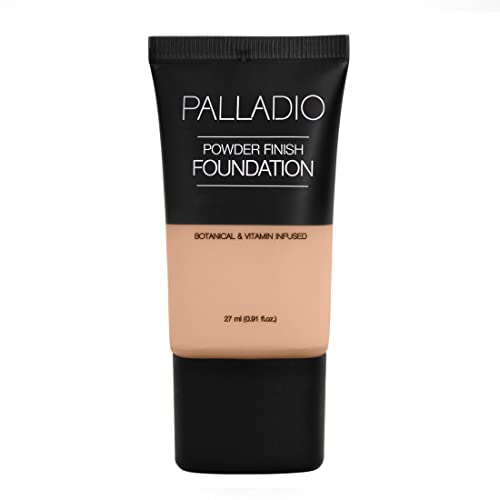 Palladio Powder Finish Liquid Foundation, Natural Matte Appearance, Reduces Fine Lines, Covers Large Pores