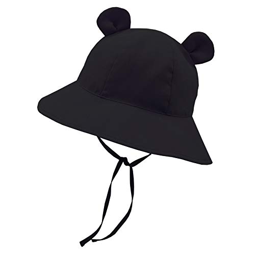 Baby Boy Hats Baby Sun Hat Infant Summer Hat with Bear Ears UPF 50+ Baby Girls Beach Hat with Wide Brim Caps Black 6-12 Months