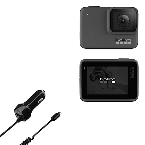 BoxWave Car Charger Compatible with GoPro Hero 7 Silver - Car Charger Plus, Car Charger Extra USB Port with Integrated Cable for GoPro Hero 7 Silver - Black
