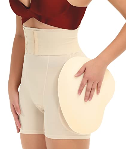 Ropa moldeadora de glúteos para mujer, bragas de cintura alta, con control de abdomen, acolchado para mejorar la cadera, moldeador de cuerpo, sin costuras, beige, XXL Cover