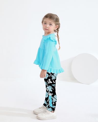 Image of Weebaby Baby Girl Clothes Infant Toddler Girl Clothing Ruffle Shirt High Low Top Floral Allover Pant Little Girls Clothes