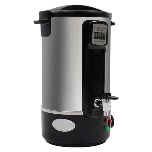 Fundador de cera eléctrica 12L 1100W, máquina de fusión de cera con grifo y pantalla LED, olla de cera temperatura 30-100°C, para soja parafina Coco, casa taller, pequeño comercio, acero inoxidable