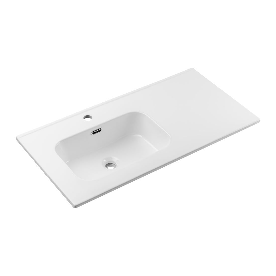 Meublorama Essen - Lavabo empotrado (90 cm), color blanco brillante