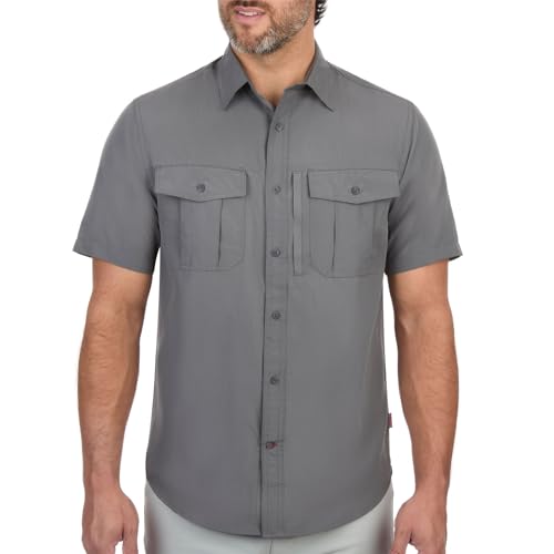Coleman Mens UPF 40+ Ultra Lightweight Quick Dry Short Sleeve Guide Shirt Outdoor for Fishing Hiking Camping Smoked Pearl