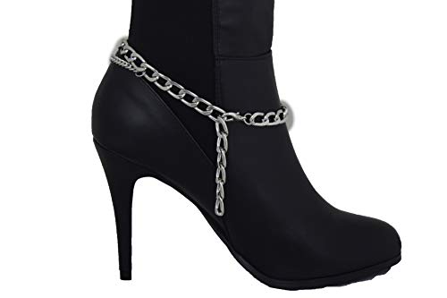 Trendyfashionjewelry Tfj Women Western Boot Chain Metal Bling Bracelet Side Waves Shoe Anklet Charm Silver Medallion Coin Ethnic Style #TOP5