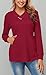 Miusey Sweatshirts for Women, Womens Casual Tops Cozy Collar Button Long Sleeve Active T Shirt Pullovers Hoodies Rose Red X-Large