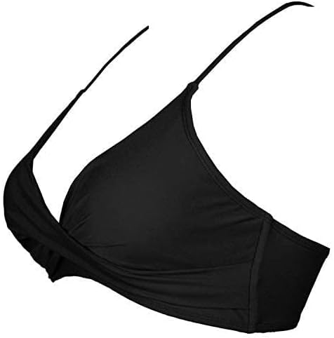 Women's Twist Front V Neck Bikini Top Padded Adjustable Spaghetti Straps Bathing Suit Tops Only - Image 6