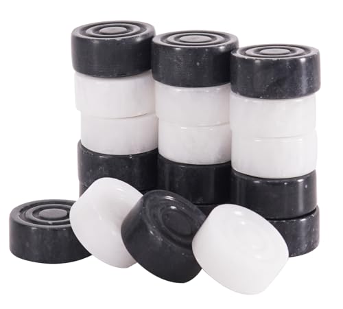 Radicaln Marble Checker Figures 1.25'' inches Black and White Handmade Checkers Pieces for Adults Board Game Draughts Checker Pieces for Checker & Chess Board Game