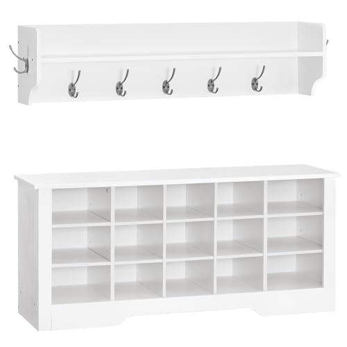 DEECOZY Garderobe Mit Sitzbank - Flurgarderobe Schwarz 180cm Mit Schuhregal