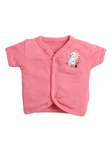 Image of Pooja Baby Baby Boys' & Baby Girls' T-Shirt Hosiery Cotton Clothing Jhabla /Vest Front Open T- Shirt with Snap Buttons Pack Of 4