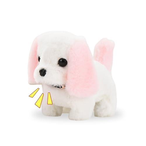 Mtbricey Walking Dog Toys for Kids Realistic Robot Puppy Walking Barking Wagging Tail Stuffed Interactive Dog Toy Plush Toys Gifts for Boys Girls Pet Lovers Educational Toys for Birthdays (Dog2)