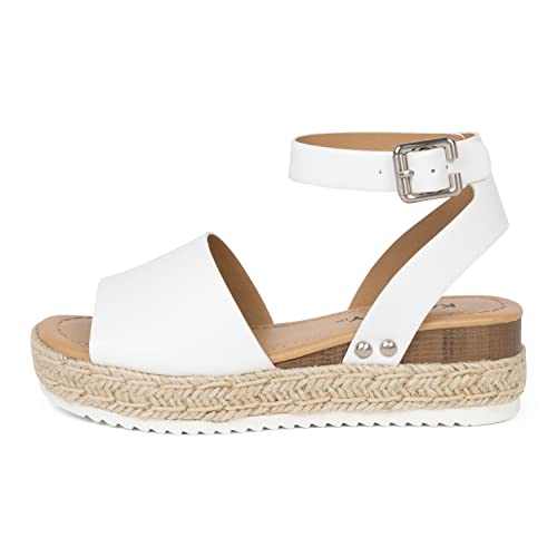 KAYDAY Girls’ Platform Espadrille Sandals – Open Toe Summer Wedges with Ankle Strap and Buckle – Lightweight Casual Dress Shoe – CHUY