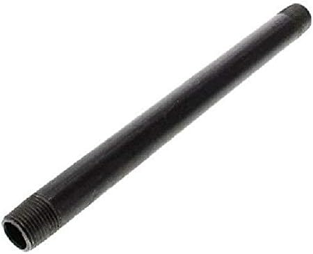 EliteFlo 1/2 Inches x 12 Inches Black Malleable Steel Pipe Fitting, 1/2 Inches Black Pipe Threaded Pipe Nipples, Build Vintage DIY Shelving Steampunk Furniture, 10 Pack.