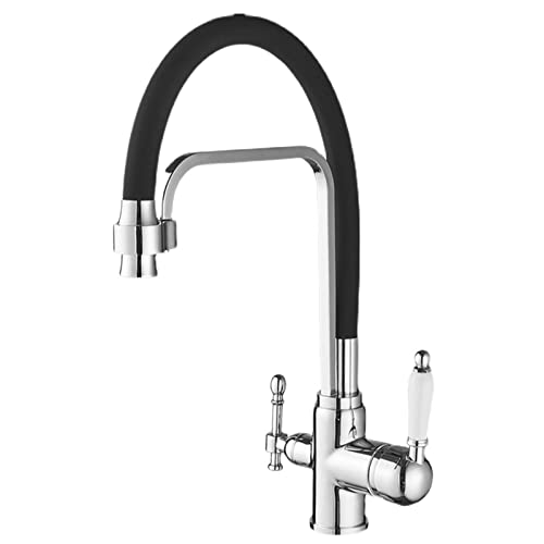 Robinet d'évier de cuisine multifonction rotatif en laiton orange durable