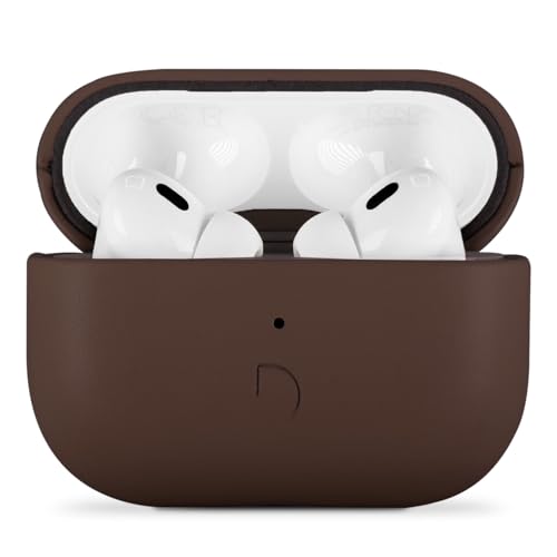 DECODED Étui en Cuir pour AirPods Pro 3, Fabriqué en Cuir ECCO Premium, Compatible avec MagSafe, Indicateur de Charge LED, Rechargeable sans Fil, Résistant aux Rayures, Marron