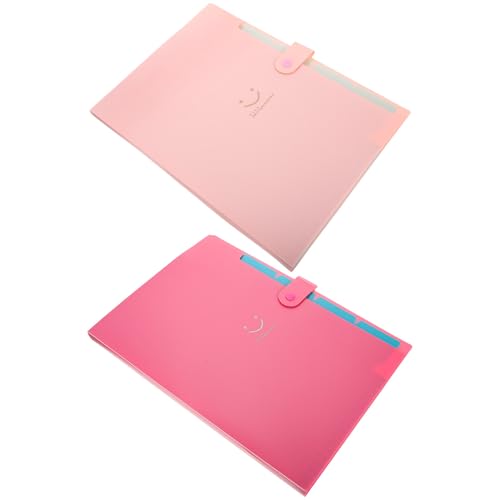 lurrose 2個 糖果色アコーディオンファイルフォルダー 対応 多類 書類整理ケース 事務用品 オフィス用 書類収納ホルダー レッド ピンク各