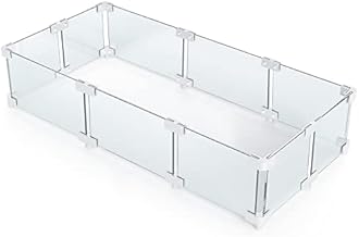 Grisun Rectangle Fire Pit Glass Wind Guard - 41.7 x 17.9 x 6 inch, Thick 6/25 inch Heat-Resistant Tempered Glass Guard for East Oak and Essential 52 inch Fire Pit Table