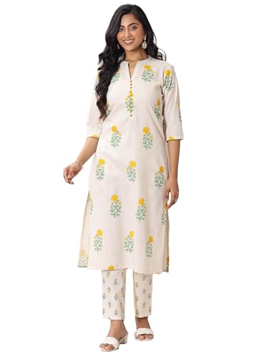 Image of Libas Printed Cotton Straight Kurta with Trouser