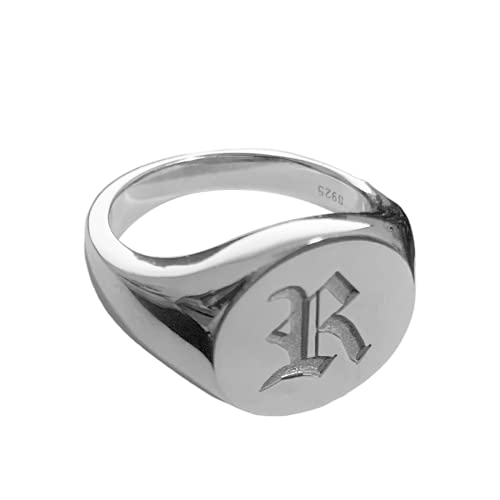Personalized 925 Sterling Silver Initial Ring Custom Old English