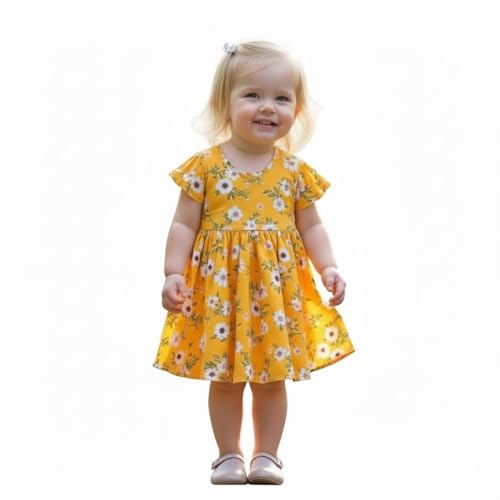 Image of A.T.U.N. (ALL THINGS UBER NICE) Baby Girls Floral Printed Knee Length Frocks | Stylish Sleeveless Traditional Beautiful Princess Dress and Special Occassions