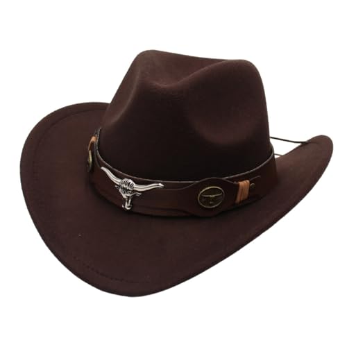 Kids Western Hats Boys Girls Cowboy Felt Hat Jazz Fedora Cowgirl Hats with Belt Buckle