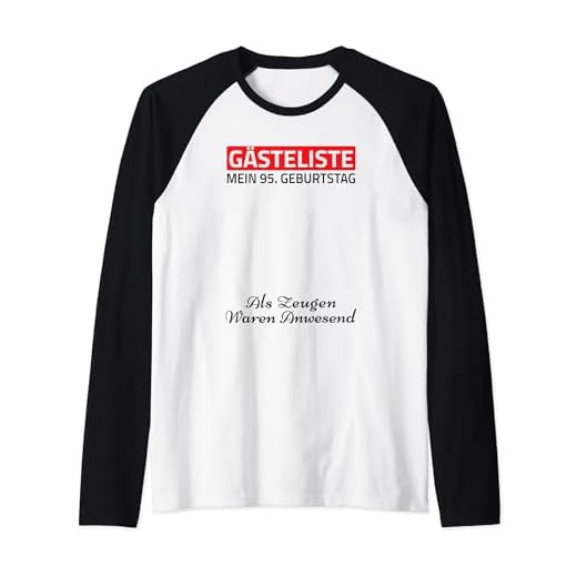 Gästeliste Mein 95. Geburtstag Libro de visitas Firma Camiseta Manga Raglan