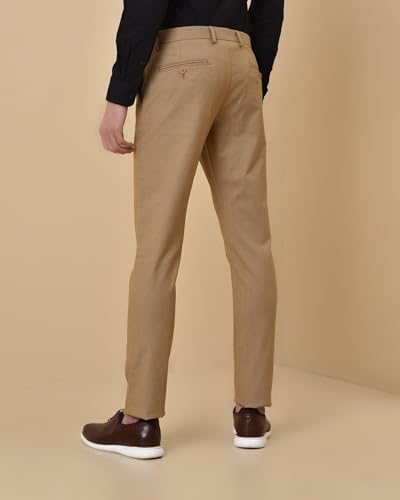 Image of Blackberrys Men's Polyester Blend Self-Design Slim Fit Casual Trousers