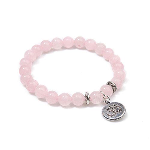 Bracelet en pierre naturelle rose réglable, finis les bijoux trop serrés grâce à l'élastique
