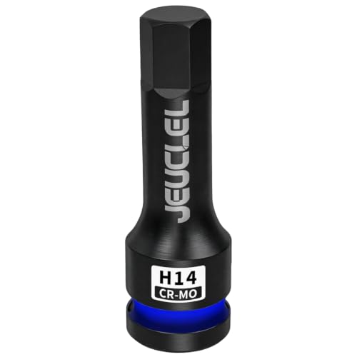 JEUCLEL 14mm Hex Impact Bit Socket H14 1/2 Drive Allen Socket Cr-Mo