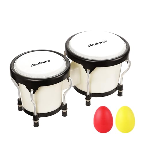 Soulmate Bongo Drum 4” and 5” Set for Kids Adults Beginners,Percussion Bongos Drum With Tuning...