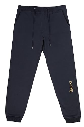 Jogging bleu en molleton lourd avec finitions haut de gamme