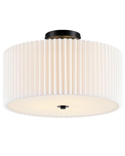 Image of VONLUCE Semi-Flush Mount Ceiling Light 15.7 inch, 3-Light Drum Light Fixture