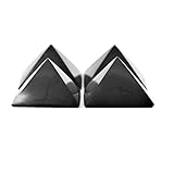 Karelian Heritage Shungite Pyramid Made of Polished Stone | Wholesale Set of 4 Small Black Stone Pyramid for Home Office Room 2 inches (5 cm) | Meditation, Chakra Balancing, Grounding Stone S042