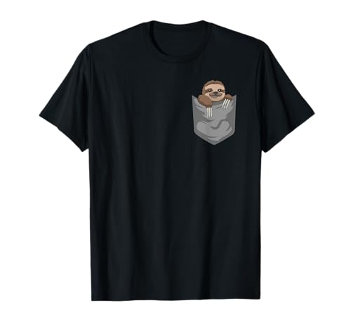 Faultier in der Brusttasche T-Shirt Lustiges Faulenzer Shirt