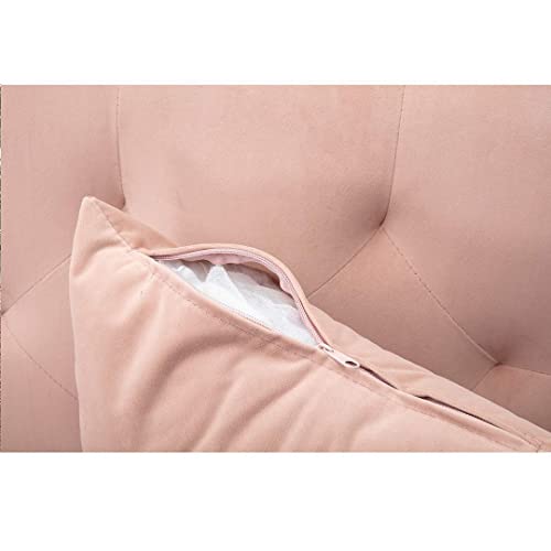 Modern Velvet Accent Sofa, Convertible Futon Sofa Bed, Recliner Couch Accent Sofa Loveseat Sofa With Rose Gold Metal Feet, Size: 63.77Inch Pink #TOP5