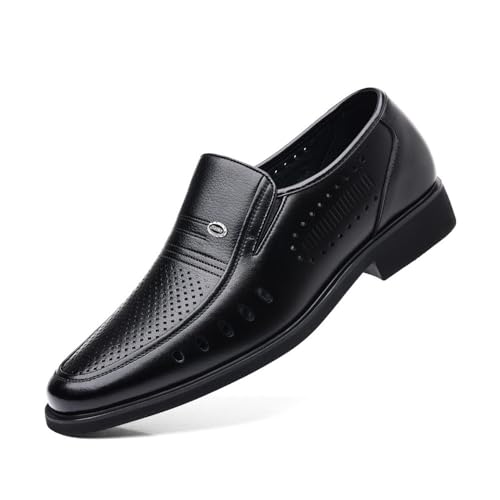 Men's Business Casual Breathable Leather Shoes Oxfords(Black,46)